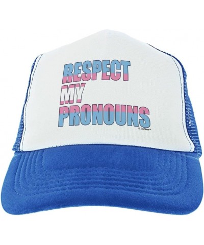 Respect My Pronouns Trucker Hat 1 Blue $47.85 Baseball Caps