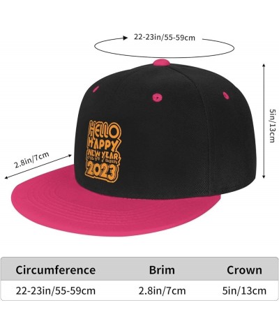 Hello Happy New Year 2023 Baseball Cap for Men Women Snapback Hat Adjustable Flat Bill Hats Pink $10.38 Baseball Caps