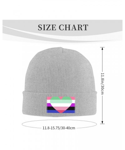 Genderfluid Abrosexual Pride Flag Cozy Knit Beanie Hats - Stay Warm in Style Gray $14.24 Skullies & Beanies