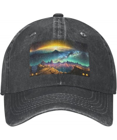 Black Helm of awe Pattern Adult Classic Denim hat : Comfortable, Light Unisex Suitable for Outdoor Sports Travel Black $15.35...