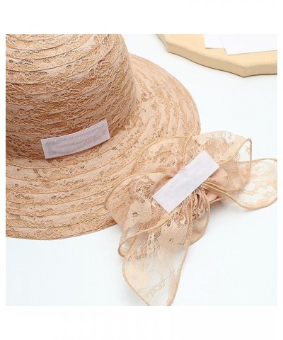 Womens Sun Hat, Floppy Beach Summer Hats with Wide Brim, Foldable Lace Hats Sun Protection Navy Blue $13.67 Sun Hats