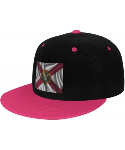 Silk Style Flag of Florida Snapback Hat for Men Women Baseball Cap Trucker Flat Bill Hats Dad Caps Pink $11.15 Baseball Caps