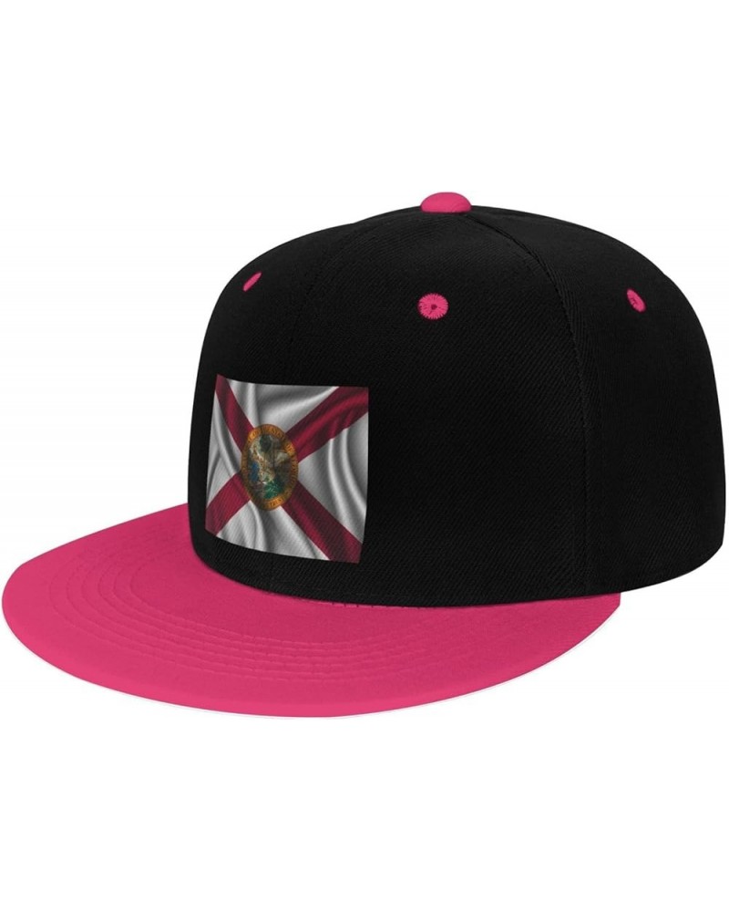 Silk Style Flag of Florida Snapback Hat for Men Women Baseball Cap Trucker Flat Bill Hats Dad Caps Pink $11.15 Baseball Caps