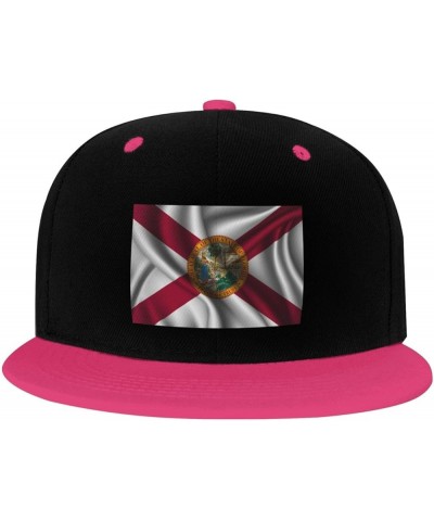 Silk Style Flag of Florida Snapback Hat for Men Women Baseball Cap Trucker Flat Bill Hats Dad Caps Pink $11.15 Baseball Caps