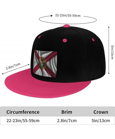 Silk Style Flag of Florida Snapback Hat for Men Women Baseball Cap Trucker Flat Bill Hats Dad Caps Pink $11.15 Baseball Caps