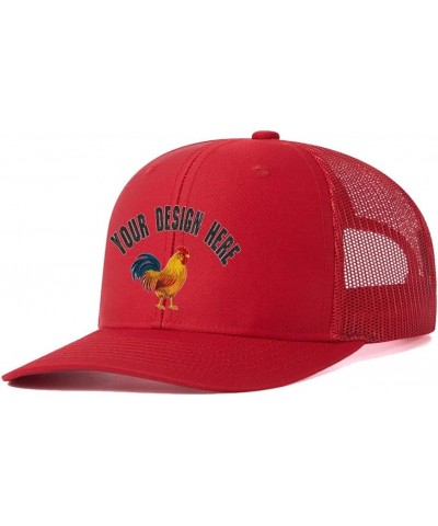 Custom Colorful Rooster 112 Trucker Hat Embroidered Western Farm Rooster G Design Your Farm Name Snaps Mesh Baseball Cap Red ...