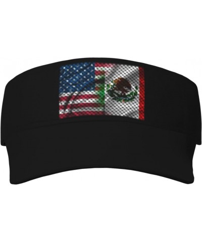 Flag of USA and Mexican Flag Visor Cap Sports Empty Top Hats Adjustable Sun Tennis Caps for Men Women79 Black $10.95 Visors