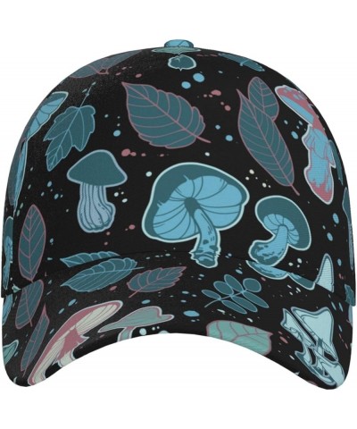 Pink Halloween Pumpkins Baseball Cap Men Women - Classic Adjustable Plain Hat Mushrooms and Plant Leaves $10.82 Baseball Caps