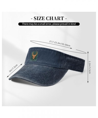 The Dominant Deer Head Sun Visor Hats for Women Men Sun Hat Vintage Golf Hat Adjustable Baseball Cap Navy Blue $14.86 Visors