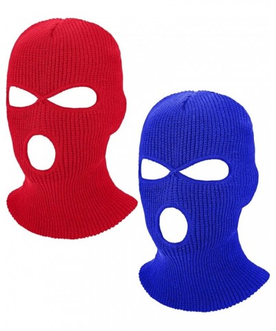 2 Pieces Knitted Full Face Cover 3 Hole Mask Winter Balaclava Face Cover, One Size Royal Blue, Red $7.00 Balaclavas