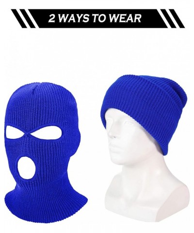 2 Pieces Knitted Full Face Cover 3 Hole Mask Winter Balaclava Face Cover, One Size Royal Blue, Red $7.00 Balaclavas