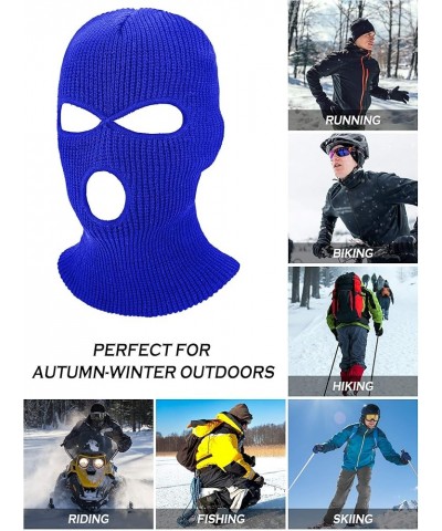 2 Pieces Knitted Full Face Cover 3 Hole Mask Winter Balaclava Face Cover, One Size Royal Blue, Red $7.00 Balaclavas