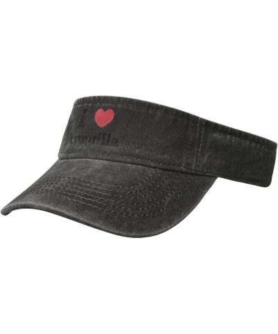 I Love Anguilla Sun Visor Hats for Women Men Adjustable Sports Sun Hats Golf Cap Black $10.84 Visors