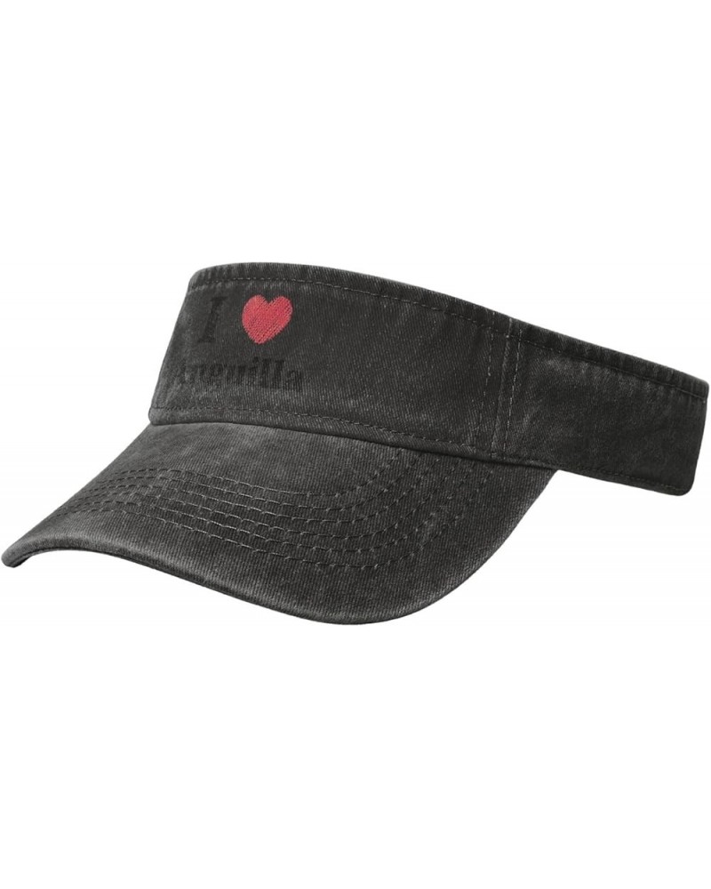 I Love Anguilla Sun Visor Hats for Women Men Adjustable Sports Sun Hats Golf Cap Black $10.84 Visors