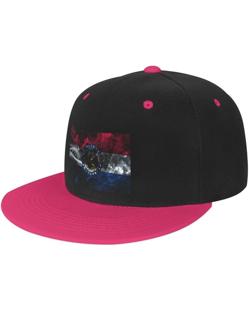 Smoke Flag of Missouri Baseball Cap for Men Women Snapback Hat Adjustable Flat Bill Hats Pink $11.87 Baseball Caps