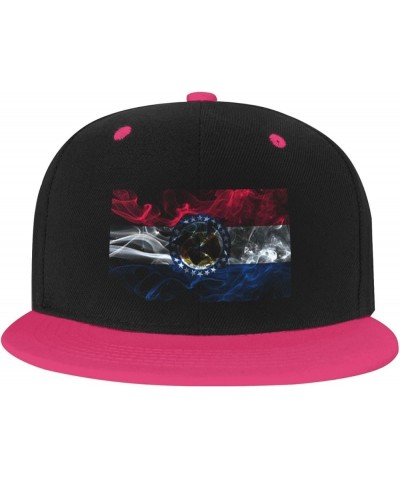 Smoke Flag of Missouri Baseball Cap for Men Women Snapback Hat Adjustable Flat Bill Hats Pink $11.87 Baseball Caps