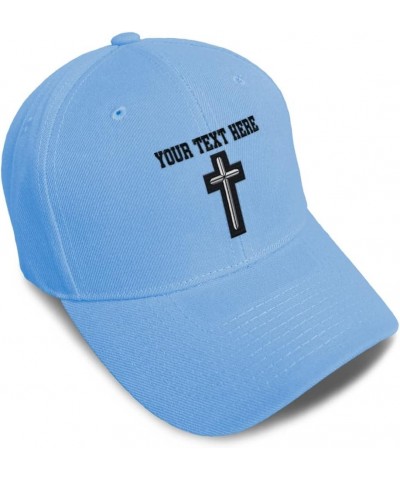 Custom Baseball Cap Chaplain Cross Embroidery Insignias Chaplain Cross Embroidery Acrylic Dad Hats for Men & Women Light Blue...