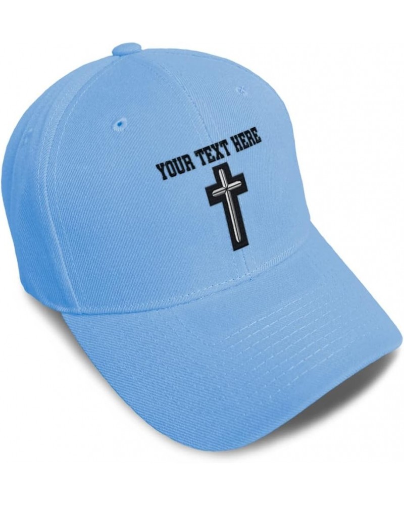 Custom Baseball Cap Chaplain Cross Embroidery Insignias Chaplain Cross Embroidery Acrylic Dad Hats for Men & Women Light Blue...