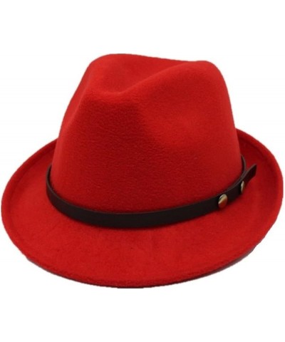 Wool Women Men Chapeau Femme Fedora Hat for Gentleman Sombrero Cap Elegant Lady Trilby Church Derby Cloche Sun Cap Red $18.87...