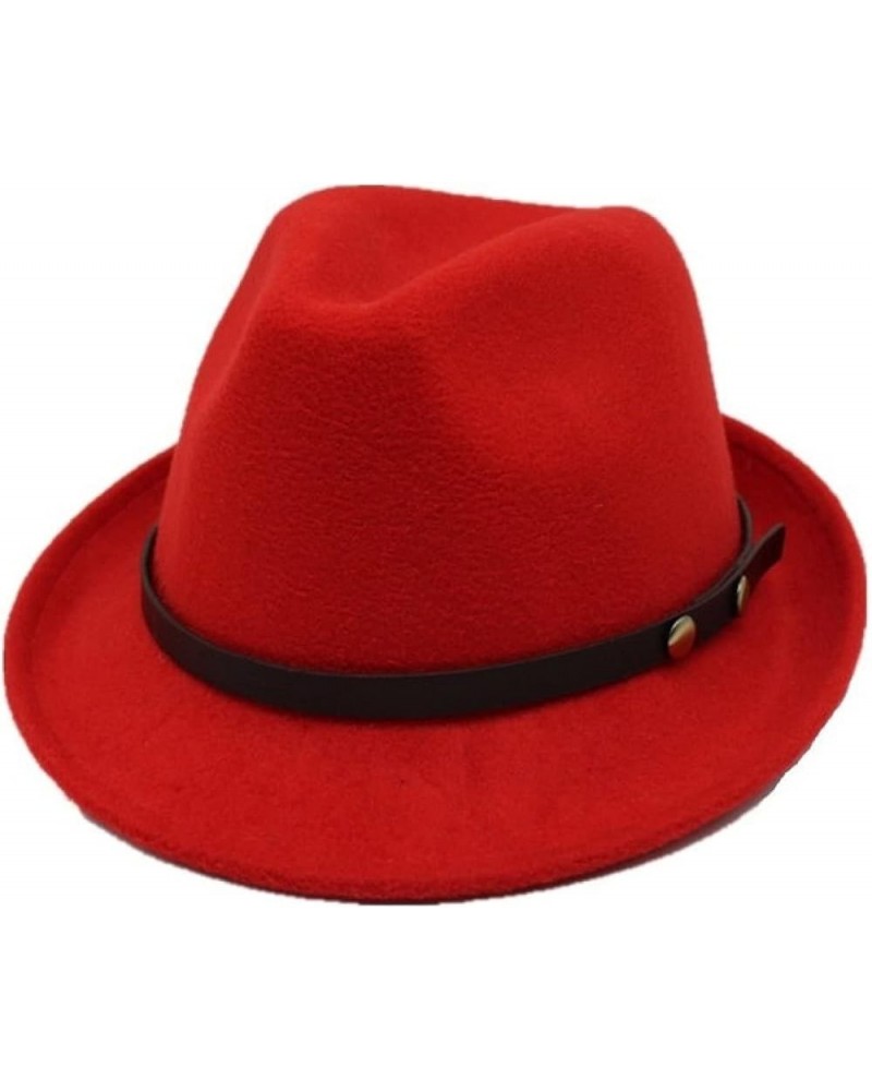 Wool Women Men Chapeau Femme Fedora Hat for Gentleman Sombrero Cap Elegant Lady Trilby Church Derby Cloche Sun Cap Red $18.87...