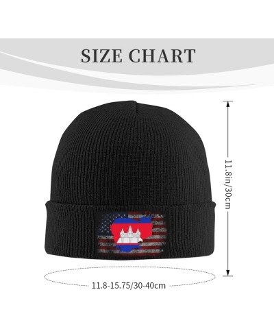 Flag Map of Cambodia Cozy Knitted Hat for Winter - Warm Comfort Black Black $12.74 Skullies & Beanies