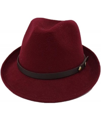 Wool Women Men Chapeau Femme Fedora Hat for Gentleman Sombrero Cap Elegant Lady Trilby Church Derby Cloche Sun Cap Red $18.87...