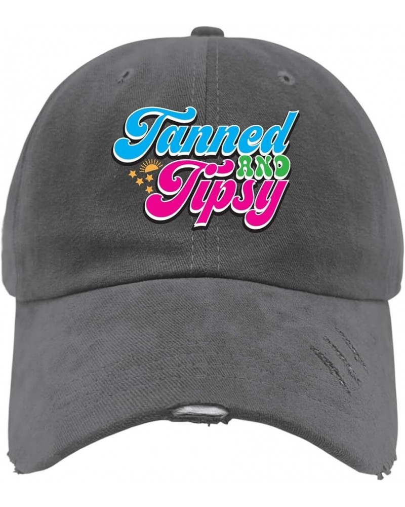 Tanned and Tipsy Baseball Cap Sports hat Dark Grey Mens Hats Gifts for Daughter Outdoor Cap Dark Grey $10.42 Baseball Caps