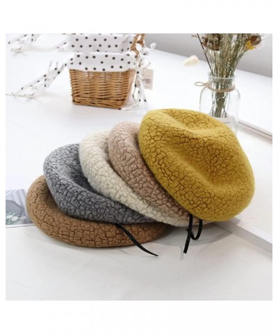 Canvas Bag Beret Hats for Women Autumn and Winter Warm Wool Solid Beret Classic Casual All-Match Soft Cap Handbag One Size Ye...