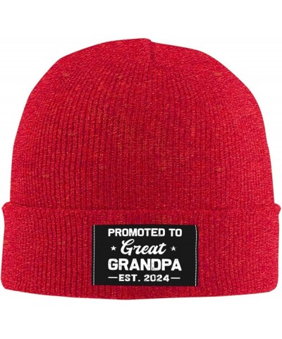 Promoted to Great Grandpa Est. 2024 Gifts Beanie Hat Women Warm Hats Men Knit Slouchy Skull Cap Knitted Hat Black Red $10.70 ...