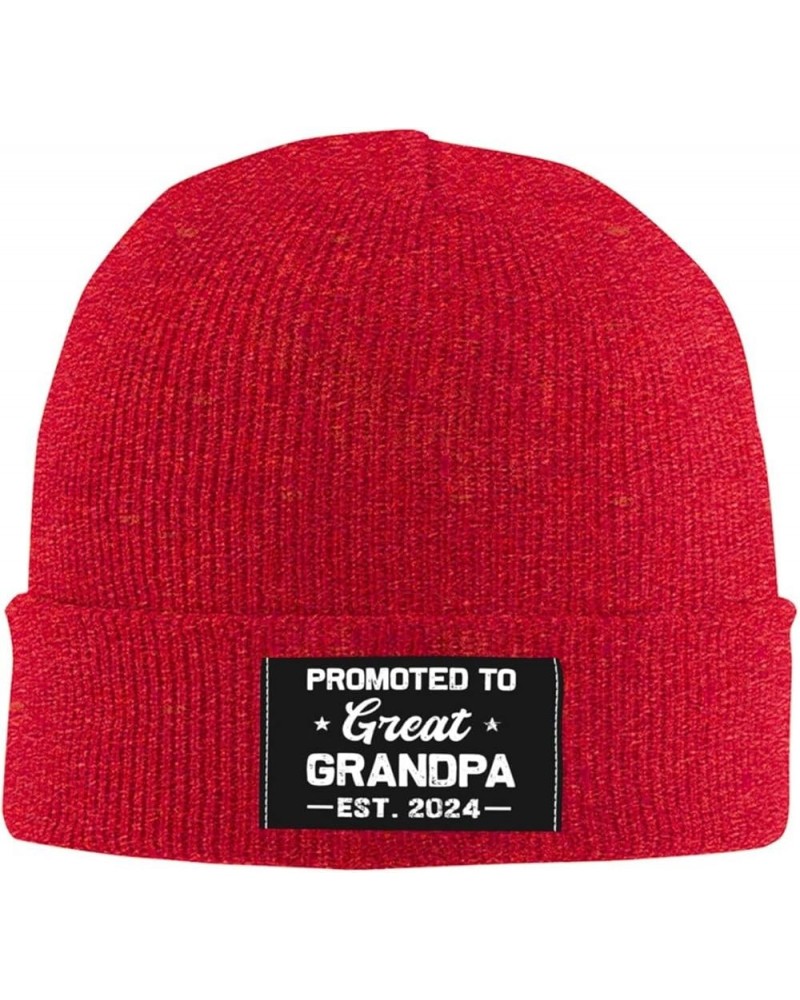 Promoted to Great Grandpa Est. 2024 Gifts Beanie Hat Women Warm Hats Men Knit Slouchy Skull Cap Knitted Hat Black Red $10.70 ...