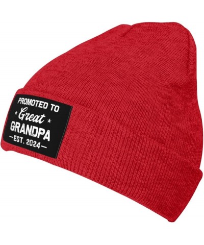 Promoted to Great Grandpa Est. 2024 Gifts Beanie Hat Women Warm Hats Men Knit Slouchy Skull Cap Knitted Hat Black Red $10.70 ...