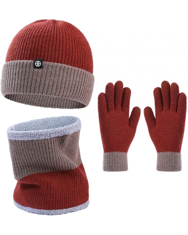 Winter Beanie Hats Scarf Gloves Set for Women Men 3in 1 Neck Warmer Scarf Knitting Caps Hats Fleece Touchscreen Gloves A - B(...