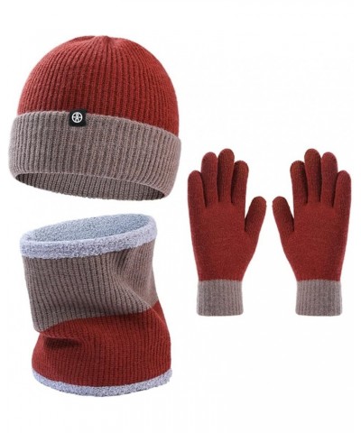 Winter Beanie Hats Scarf Gloves Set for Women Men 3in 1 Neck Warmer Scarf Knitting Caps Hats Fleece Touchscreen Gloves A - B(...