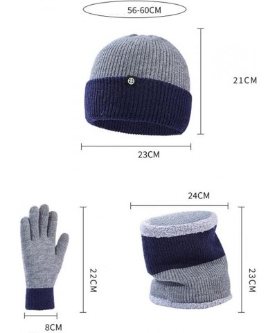 Winter Beanie Hats Scarf Gloves Set for Women Men 3in 1 Neck Warmer Scarf Knitting Caps Hats Fleece Touchscreen Gloves A - B(...