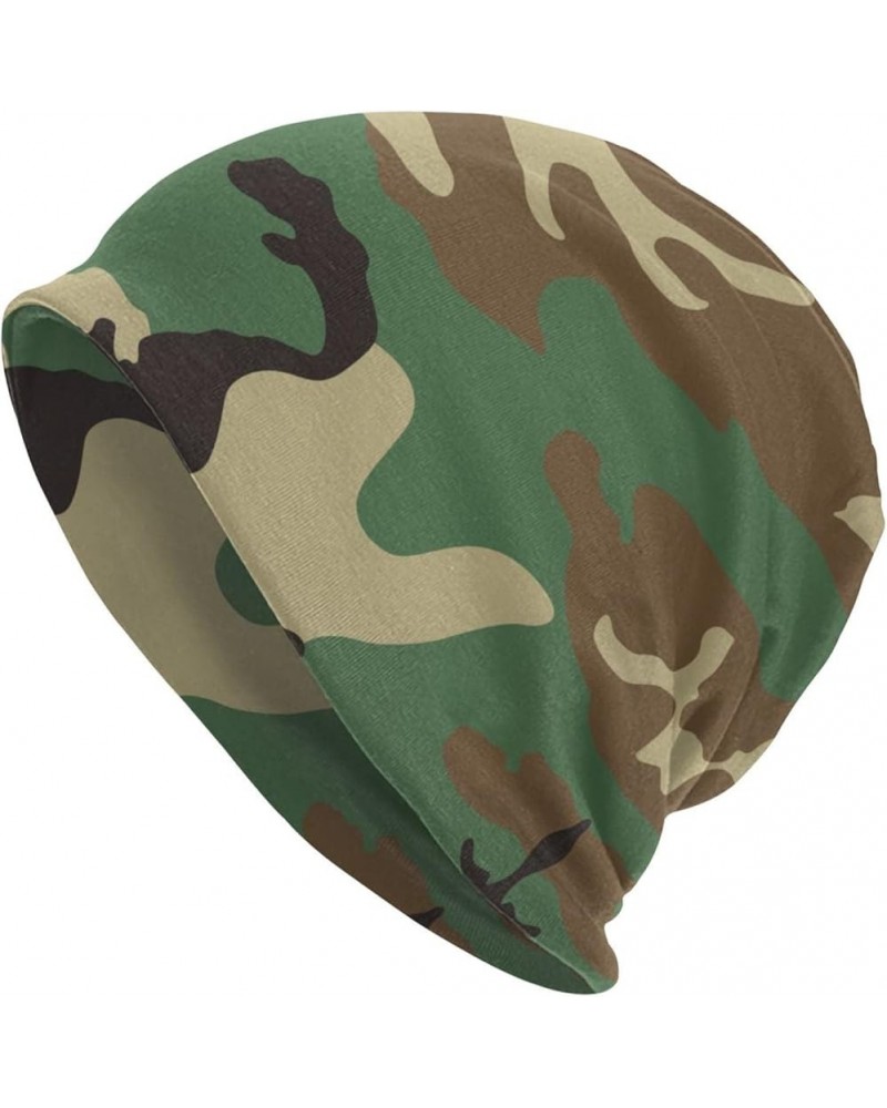 Army Green Camo Pattern Beanie Cap Unisex Winter Warm Bonnet Knitting Hats Camouflage Beanie Hats for Women Men Army Green $1...