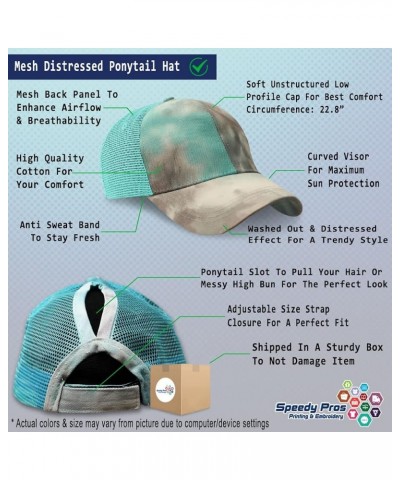 Womens Ponytail Cap Mail Carrier Mailman Cotton Postoffice Distressed Trucker Hat Tie Dye Aqua Personalized Text Here $15.80 ...