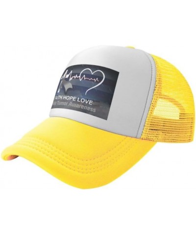 Brain Tumor Awareness Flag-Trucker Hats Denim Hats Cowboy Knit hat Baseball Caps Fisherman's hat Yellow $14.30 Baseball Caps