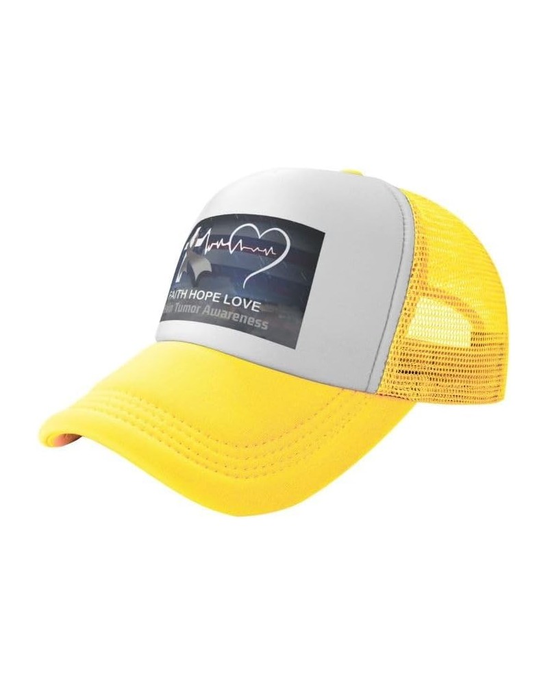 Brain Tumor Awareness Flag-Trucker Hats Denim Hats Cowboy Knit hat Baseball Caps Fisherman's hat Yellow $14.30 Baseball Caps