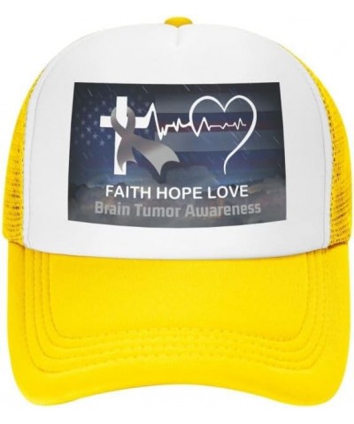 Brain Tumor Awareness Flag-Trucker Hats Denim Hats Cowboy Knit hat Baseball Caps Fisherman's hat Yellow $14.30 Baseball Caps