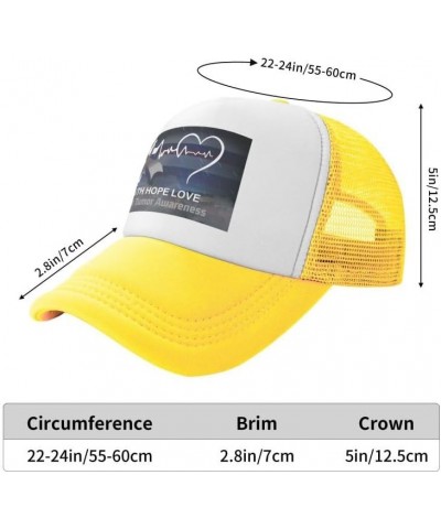 Brain Tumor Awareness Flag-Trucker Hats Denim Hats Cowboy Knit hat Baseball Caps Fisherman's hat Yellow $14.30 Baseball Caps