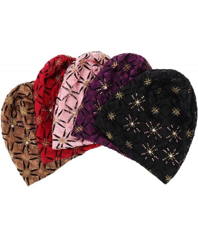 Mens Fitted Caps Womens Fashion Cap Pearl Pullover Cap Comfortable Multi Color Pile Cap Pink $7.07 Skullies & Beanies