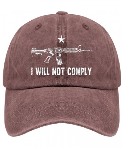 Funny Hat I Will Not Comply Hat for Womens Mens Pigment Black Birthday Hats Bucket Hat Trucker Hat Golf Wine Red $13.10 Cowbo...