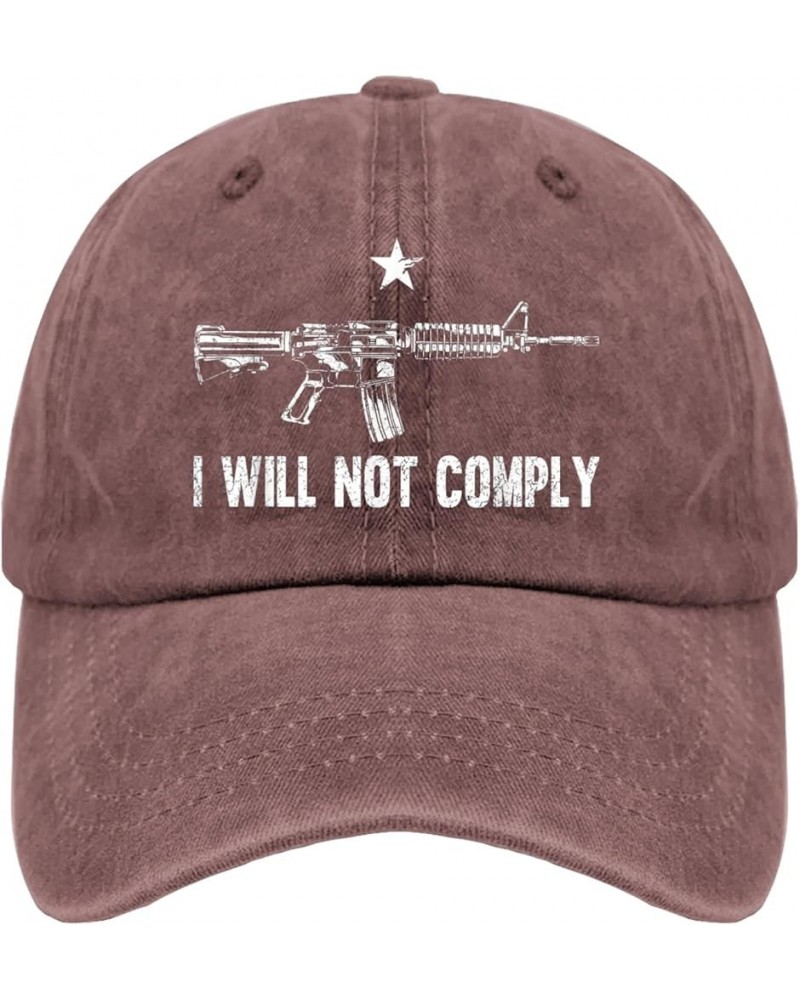 Funny Hat I Will Not Comply Hat for Womens Mens Pigment Black Birthday Hats Bucket Hat Trucker Hat Golf Wine Red $13.10 Cowbo...