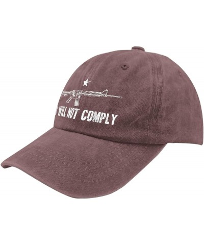 Funny Hat I Will Not Comply Hat for Womens Mens Pigment Black Birthday Hats Bucket Hat Trucker Hat Golf Wine Red $13.10 Cowbo...