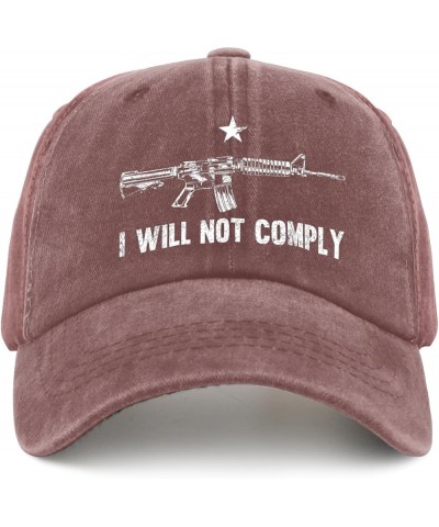 Funny Hat I Will Not Comply Hat for Womens Mens Pigment Black Birthday Hats Bucket Hat Trucker Hat Golf Wine Red $13.10 Cowbo...