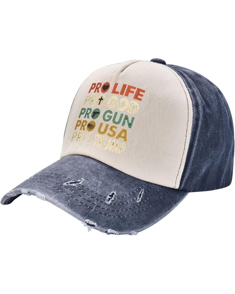 Pro Life Pro Gun Pro God Pro Trump Cowboy Hat Men Vintage Baseball Cap Women Dad Hat Sun Hat Trucker Hat Dark Red Navy Blue $...