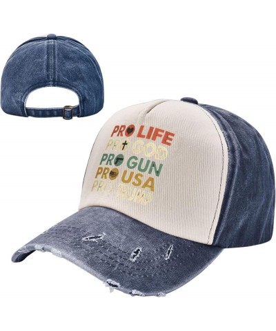 Pro Life Pro Gun Pro God Pro Trump Cowboy Hat Men Vintage Baseball Cap Women Dad Hat Sun Hat Trucker Hat Dark Red Navy Blue $...