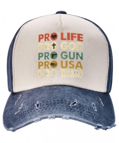 Pro Life Pro Gun Pro God Pro Trump Cowboy Hat Men Vintage Baseball Cap Women Dad Hat Sun Hat Trucker Hat Dark Red Navy Blue $...