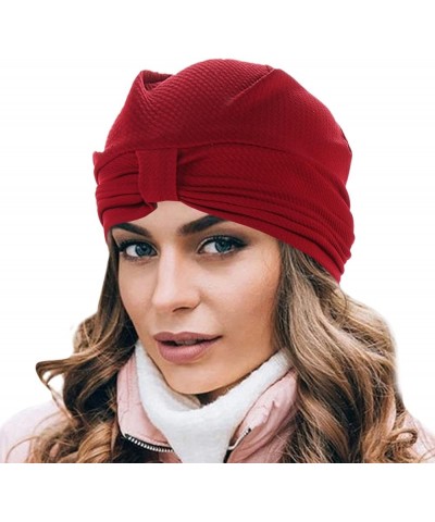 Women's Sun Cap Cancer Head Hat Cap Ethnic Bohemian Floral Hair Cover Wrap Turban Headwear Turban Cap for Women Red $9.41 Hea...