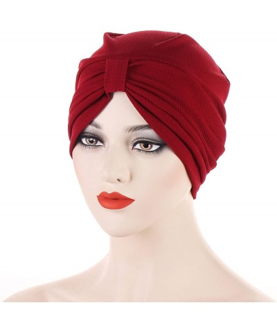 Women's Sun Cap Cancer Head Hat Cap Ethnic Bohemian Floral Hair Cover Wrap Turban Headwear Turban Cap for Women Red $9.41 Hea...